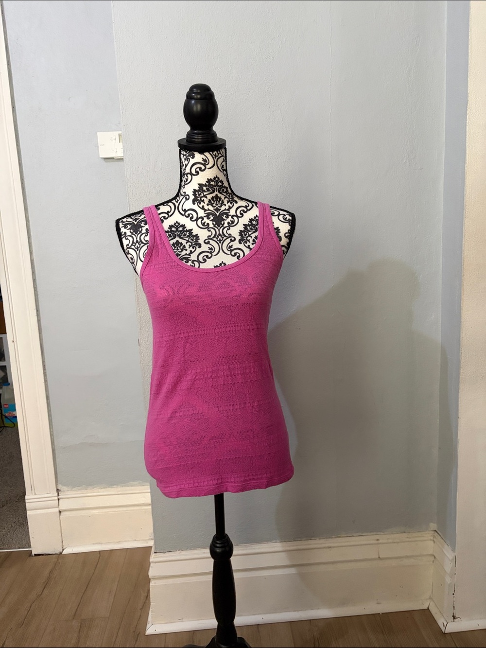 Mossimo Supply Co. Magenta Crochet-Pattern Tank Top